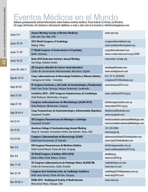 Calendario de Eventos Médicos