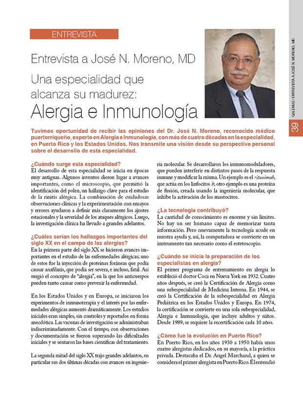 Entrevista al José N. Moreno, MD: Alergia e inmunología