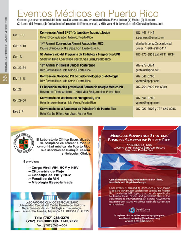 Calendario de eventos médicos en Puerto Rico