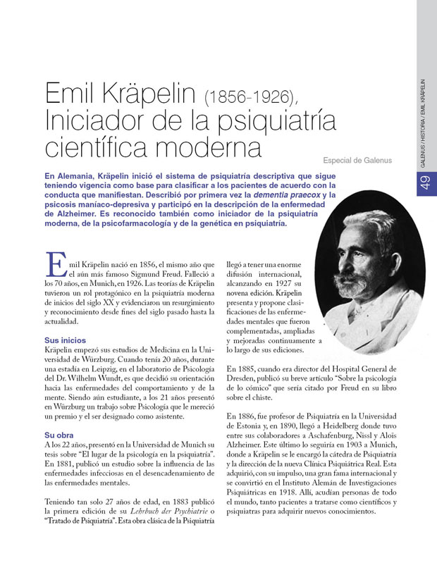 Historia de la Medicina: Emil Kräpelin (1856-1926), Iniciador de la psiquiatría científica moderna