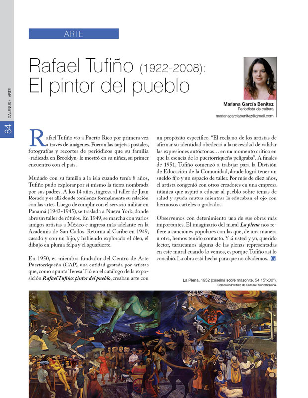 Arte: Rafael Tufiño (1922-2008): El pintor del pueblo