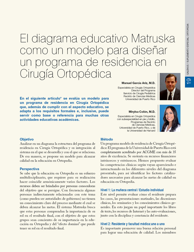 El diagrama educativo Matruska  como un modelo para diseñar un programa de residencia en Cirugía Ortopédica