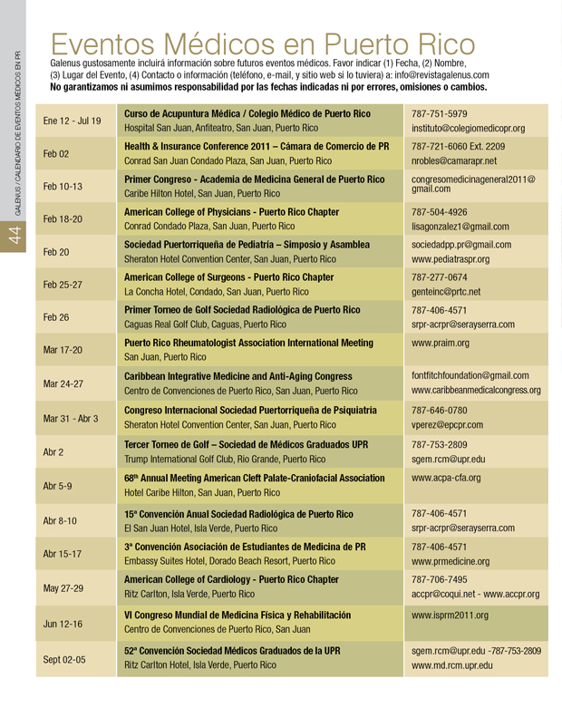 Calendario de Eventos Médicos en Puerto Rico