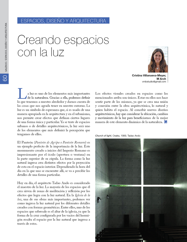 Espacios, Diseño Y Arquitectura / Creando espacios  con la luz