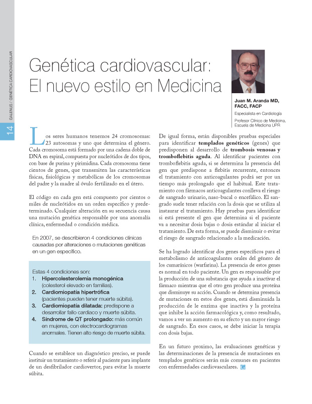 Genética cardiovascular / El nuevo estilo en Medicina