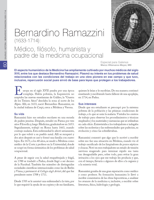 Bernardino Ramazzini (1633-1714):