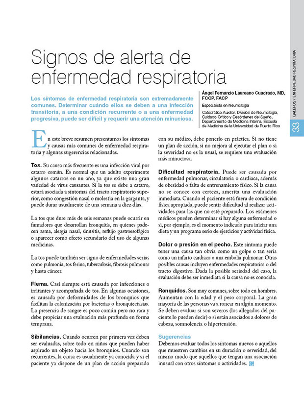 Signos de alerta de  enfermedad respiratoria