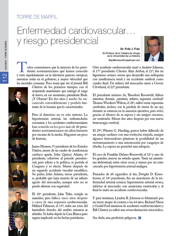 Enfermedad cardiovascular… y riesgo presidencial