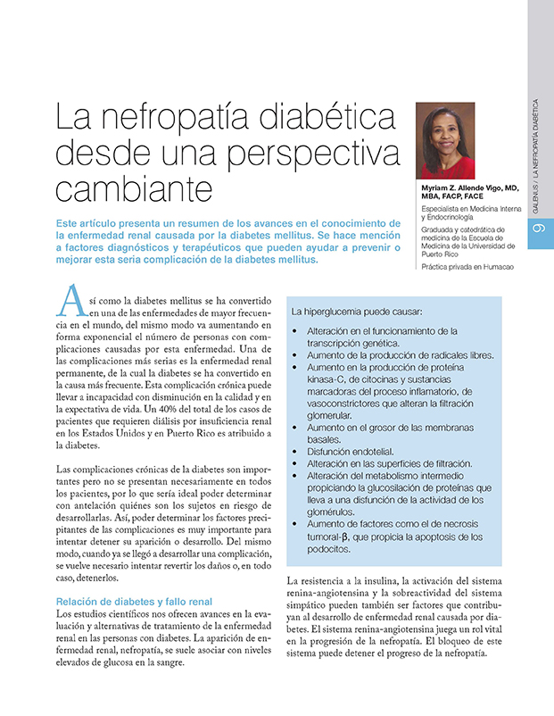 La nefropatía diabética desde una perspectiva cambiante