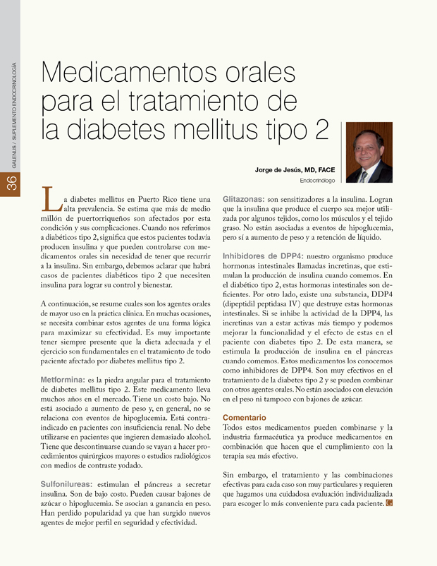 Medicamentos orales para el tratamiento de la diabetes mellitus tipo 2
