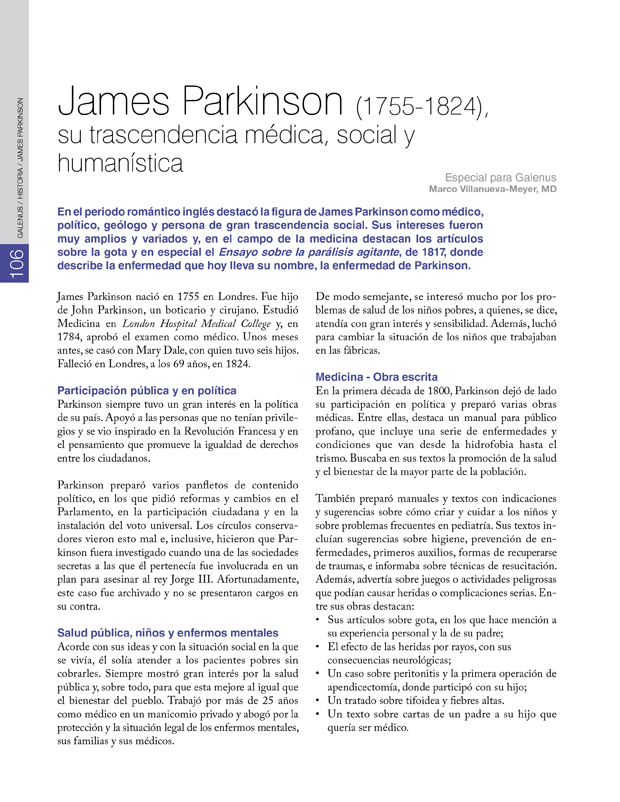 James Parkinson (1755-1824), su trascendencia médica, social y humanística
