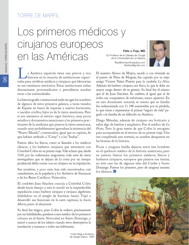 Los primeros médicos y cirujanos europeos en las Américas