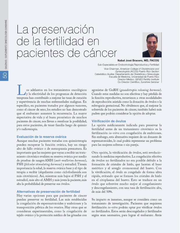 La preservación de la fertilidad en pacientes de cáncer