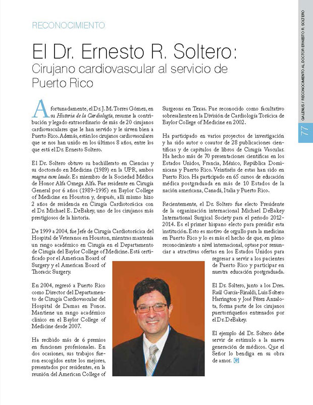 El Dr. Ernesto R. Soltero: Cirujano cardiovascular al servicio de Puerto Rico