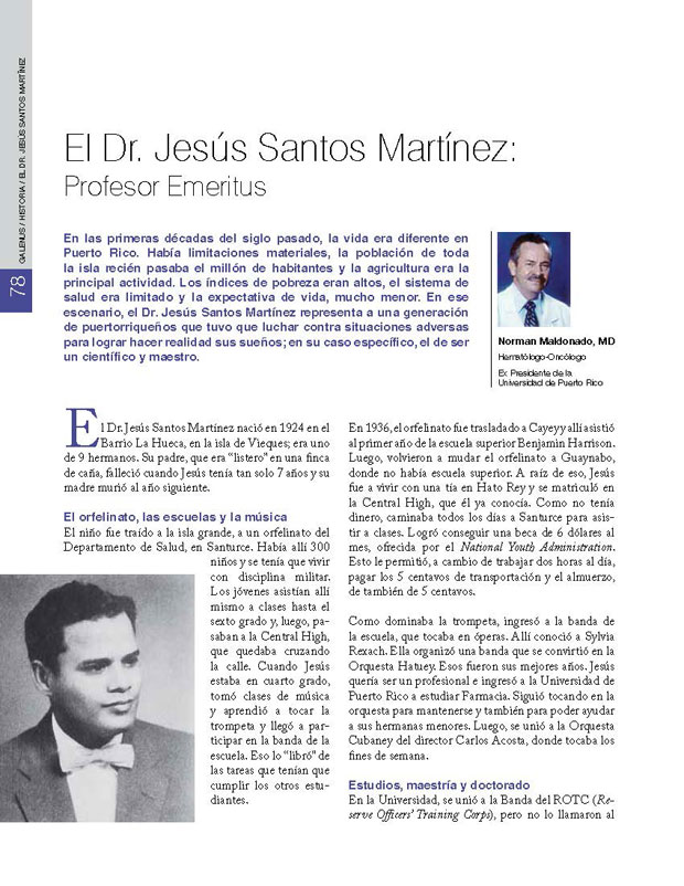 El Dr. Jesús Santos Martínez: Profesor Emeritus