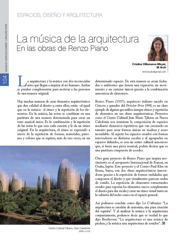 La música de la arquitectura En las obras de Renzo Piano