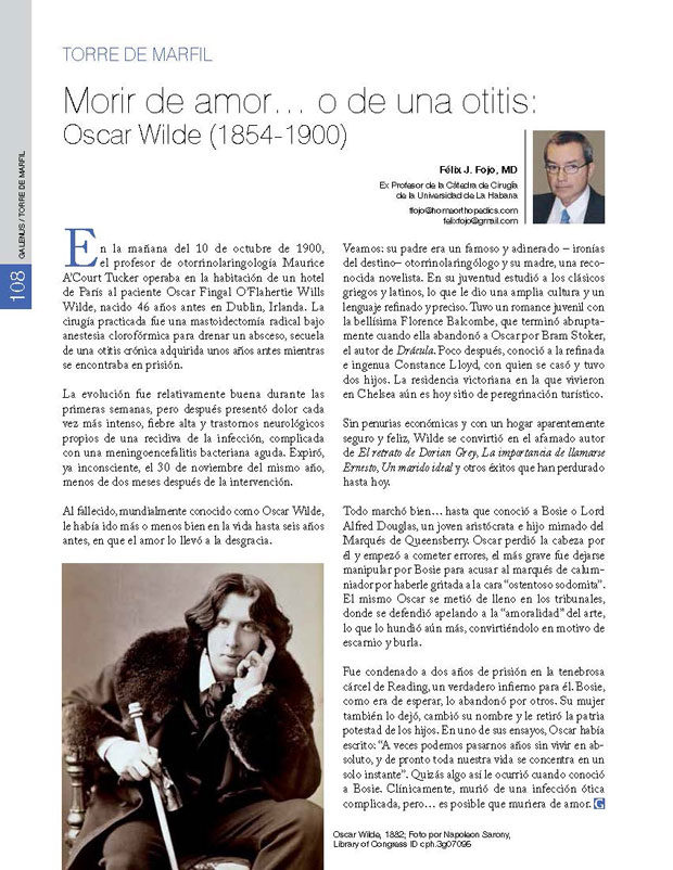 Morir de amor… o de una otitis: Oscar Wilde (1854-1900)