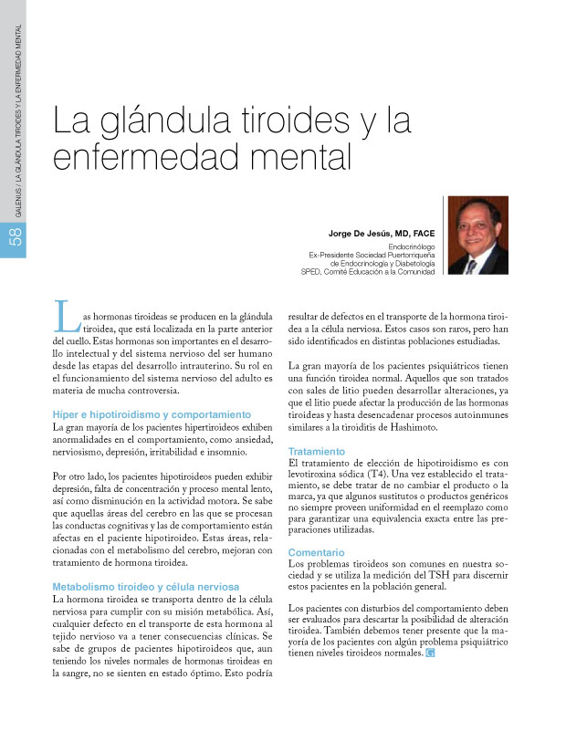 La glándula tiroides y la  enfermedad mental