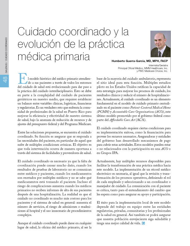 Cuidado coordinado y la evolución de la práctica médica primaria