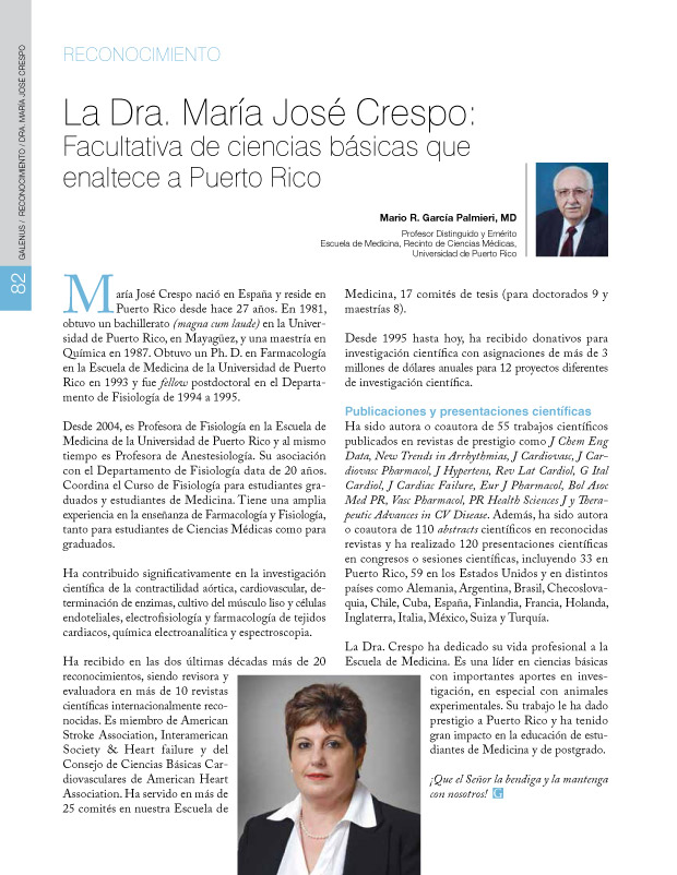La Dra. María José Crespo: Facultativa de ciencias básicas que enaltece a Puerto Rico