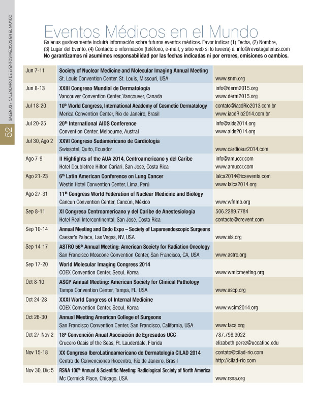 Calendario: Eventos Médicos