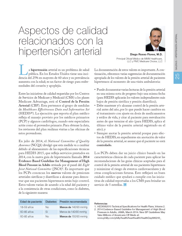 Aspectos de calidad relacionados con la hipertensión arterial