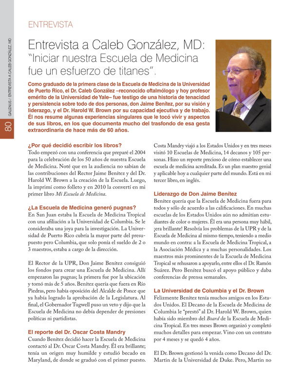 Entrevista a Caleb González, MD: “Iniciar nuestra Escuela de Medicina fue un esfuerzo de titanes”.