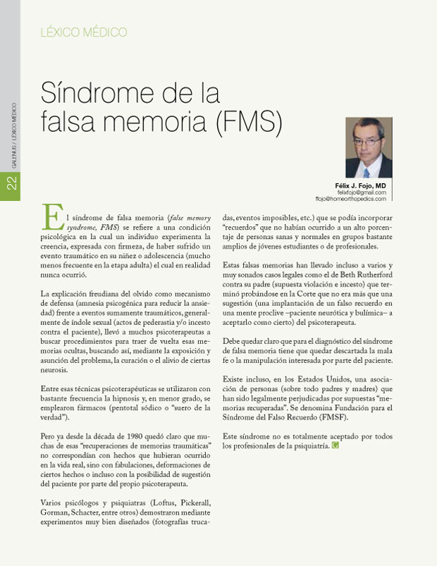 Síndrome de la falsa memoria (FMS)