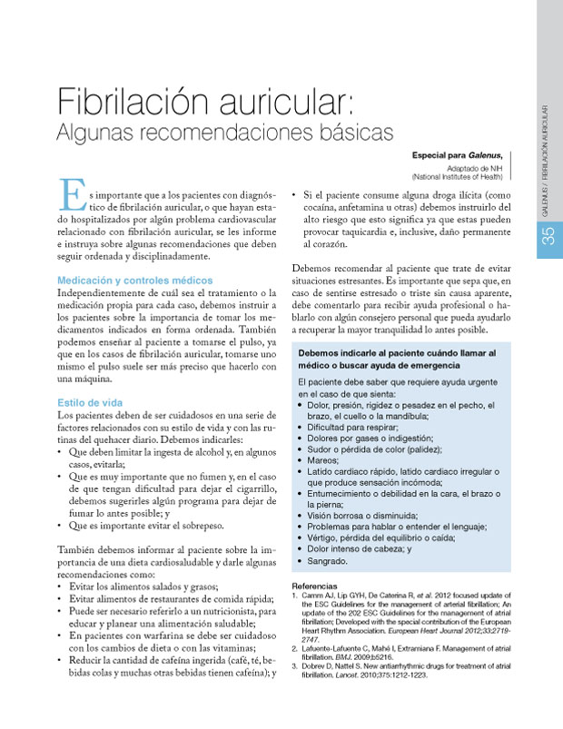 Fibrilación auricular: Algunas recomendaciones básicas
