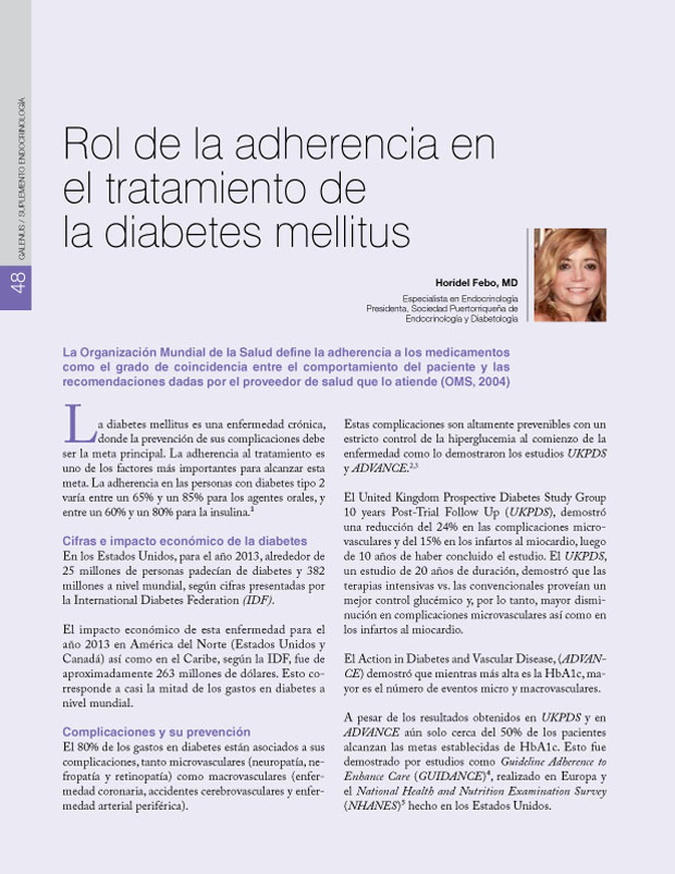 Rol de la adherencia en el tratamiento de la diabetes mellitus
