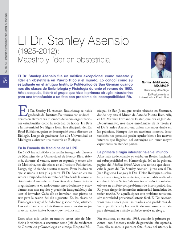 HISTORIA PUERTO RICO / DR. STANLEY ASENSIO