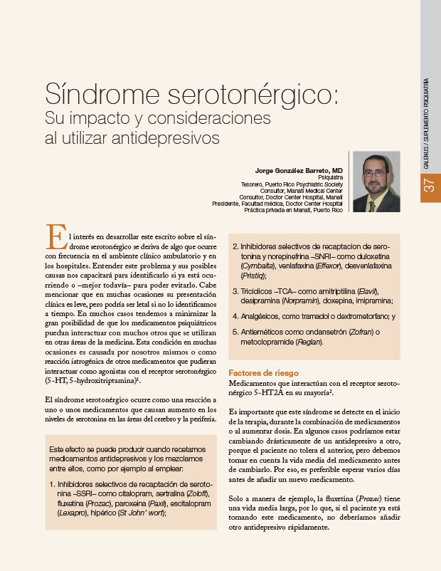 Síndrome serotonérgico: Su impacto y consideraciones al utilizar antidepresivos