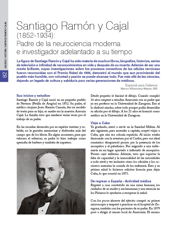Historia de la Medicina: Santiago Ramón y Cajal (1852-1934): Padre de la neurociencia moderna e investigador adelantado a su tiempo