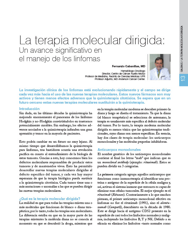 La terapia molecular dirigida: Un avance significativo en el manejo de los linfomas