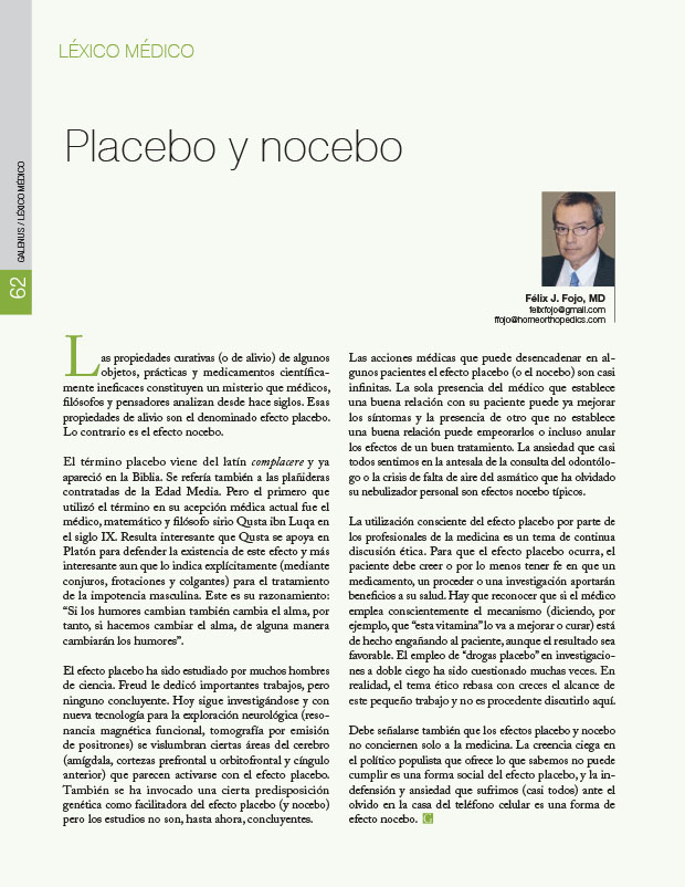 Léxico Médico: Placebo y nocebo