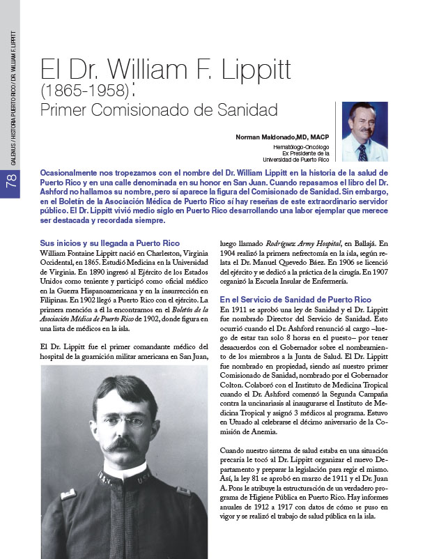Historia Puerto Rico: El Dr. William F. Lippitt (1865-1958): Primer Comisionado de Sanidad