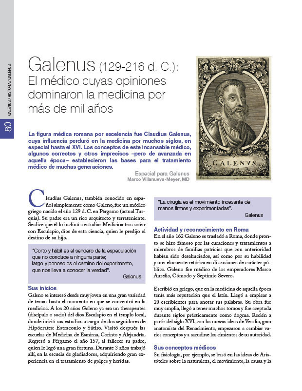Historia de la Medicina: Galenus (1852-1934): El médico cuyas opiniones dominaron la medicina por más de mil años