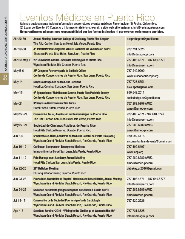 Calendario: Eventos Médicos en Puerto Rico