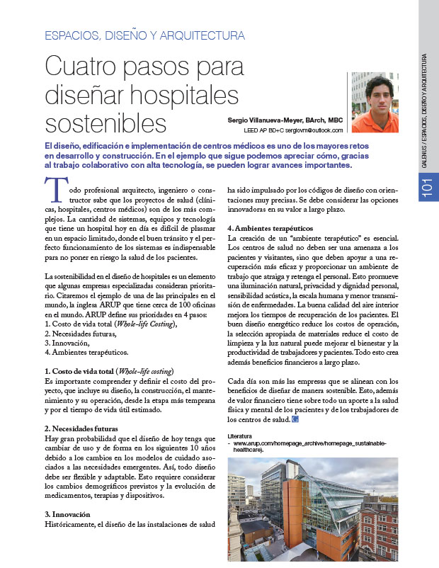 Espacios, Diseño y Arquitectura: Cuatro pasos para diseñar hospitales sostenibles