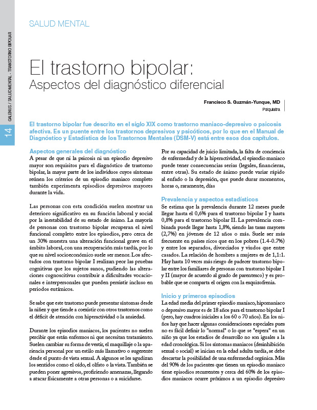 Salud mental: El trastorno bipolar: Aspectos del diagnóstico diferencial