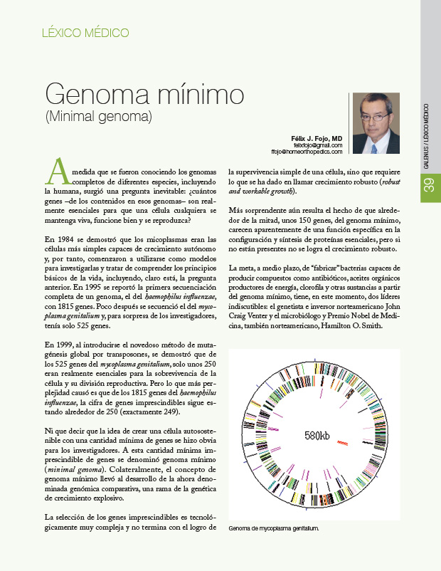 Léxico médico: Genoma mínimo (Minimal genoma)