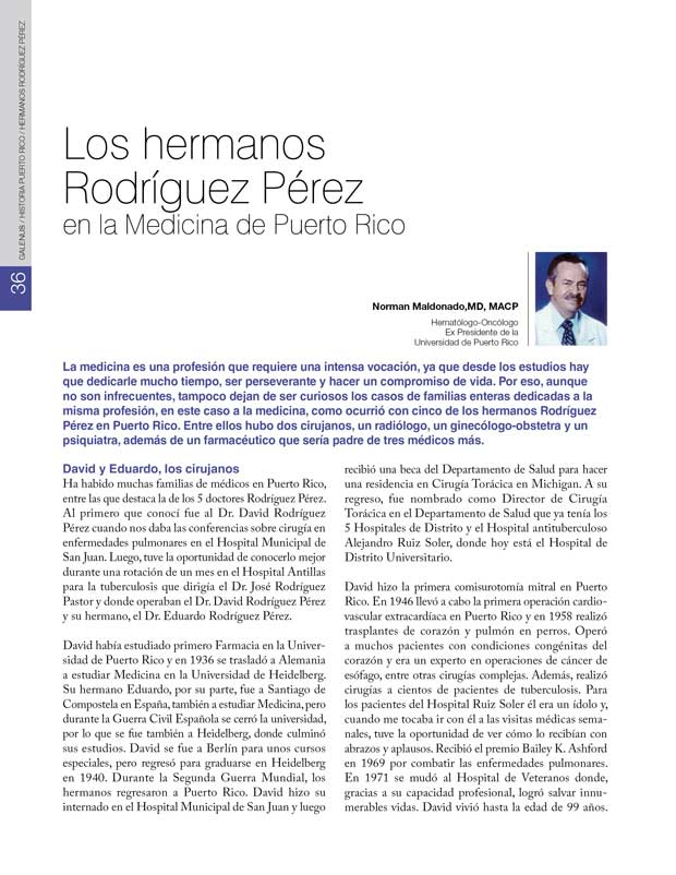 Historia Puerto Rico: Los hermanos Rodríguez Pérez en la Medicina de Puerto Rico