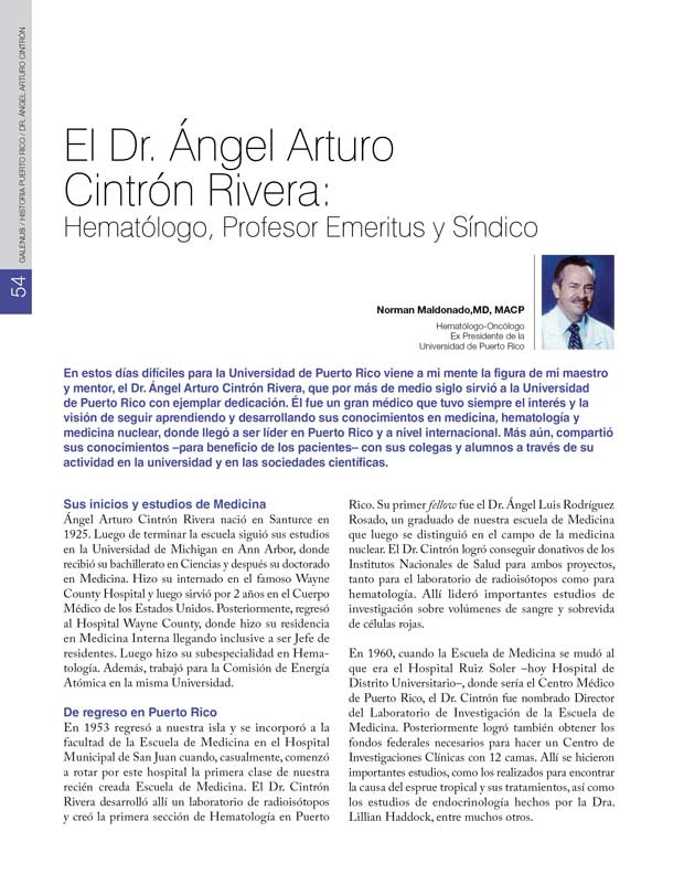 El Dr. Ángel Arturo  Cintrón Rivera