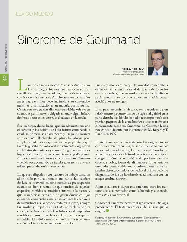 Léxico Médico: Síndrome de Gourmand