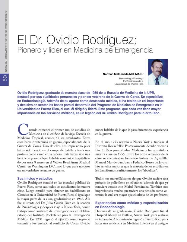 Historia: El Dr. Ovidio Rodríguez