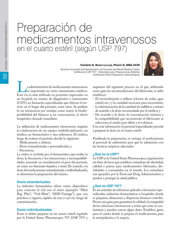 Preparación de  medicamentos intravenosos