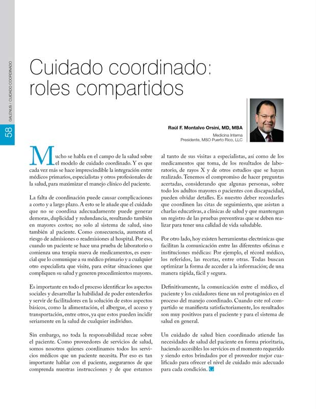 Cuidado coordinado:  roles compartidos