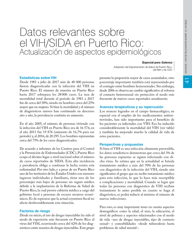 Datos relevantes sobre  el VIH/SIDA en Puerto Rico