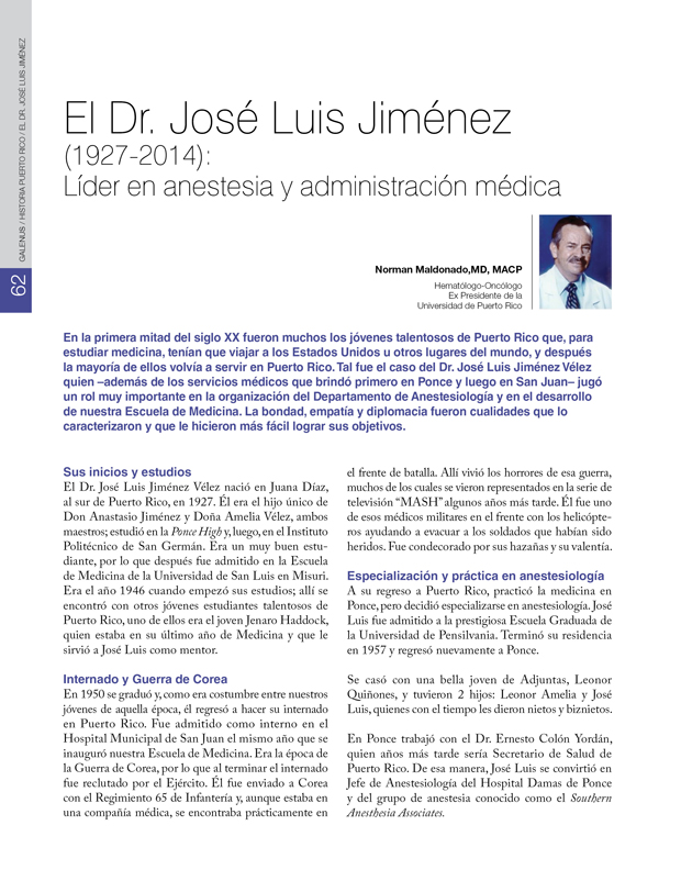 Historia: El Dr. José Luis Jiménez