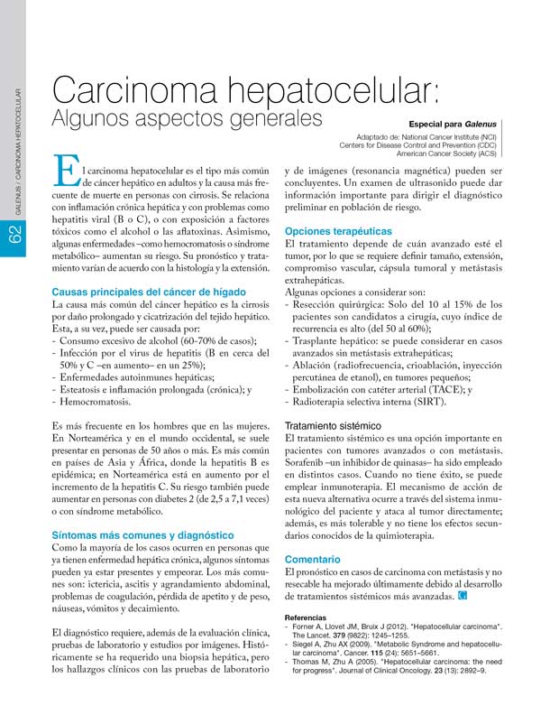 Carcinoma hepatocelular: Algunos aspectos generales